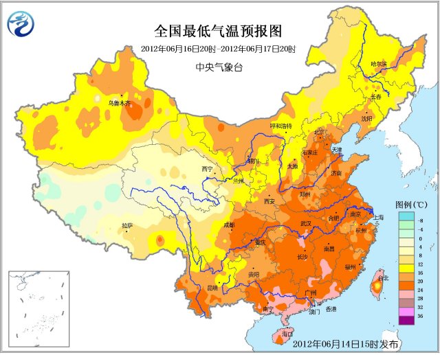 今日全国最低气温预报图